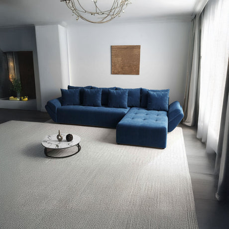Colțar extensibil dumonde cu ladă de depozitare si sezut confortabil din spuma HR, Berlin XL Zoom Blue 350x185 cm II Fabrica