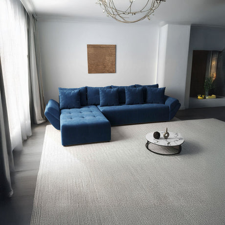 Colțar extensibil dumonde cu ladă de depozitare si sezut confortabil din spuma HR, Berlin XL Zoom Blue 350x185 cm Fabrica