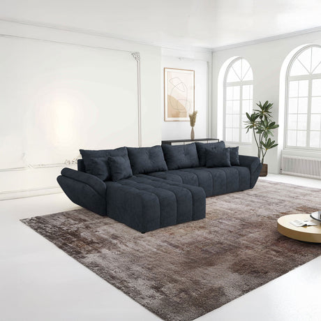 Colțar extensibil dumonde cu ladă de depozitare si sezut confortabil din spuma HR, Berlin XL Enjoy Lux Grey Antracit 350x185 cm Fabrica