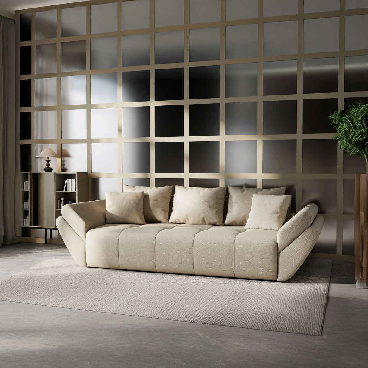 Canapea extensibilă dumonde cu ladă de depozitare si sezut confortabil din spuma HR, Berlin Bej 250x100 cm Fabrica
