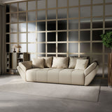Canapea extensibilă dumonde cu ladă de depozitare si sezut confortabil din spuma HR, Berlin Bej 250x100 cm Fabrica