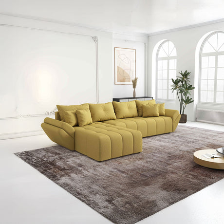 Colțar extensibil dumonde cu ladă de depozitare si sezut confortabil din spuma HR, Berlin XL Enjoy Lux Melon 350x185 cm Fabrica