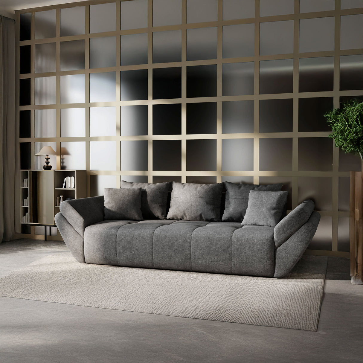 Canapea extensibilă dumonde cu ladă de depozitare si sezut confortabil din spuma HR, Berlin Kaki 250x100 cm Fabrica