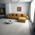 Colțar extensibil dumonde cu ladă de depozitare si sezut confortabil din spuma HR, Berlin XL Zoom Mustar 350x185 cm II Fabrica