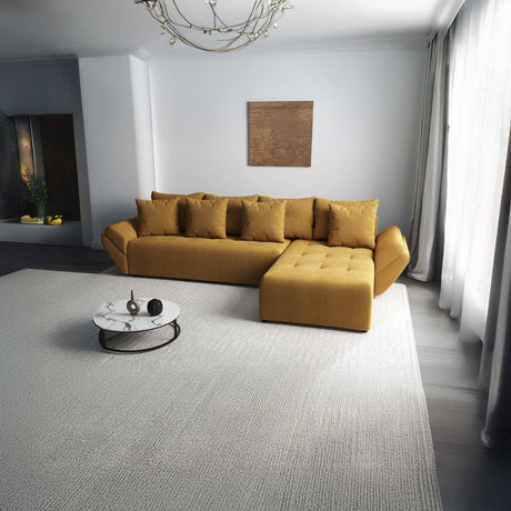 Colțar extensibil dumonde cu ladă de depozitare si sezut confortabil din spuma HR, Berlin XL Zoom Mustar 350x185 cm II Fabrica