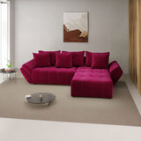 Colțar extensibil dumonde cu ladă de depozitare si sezut confortabil din spuma HR, Berlin Zoom Bordeaux 280x185 cm II Fabrica