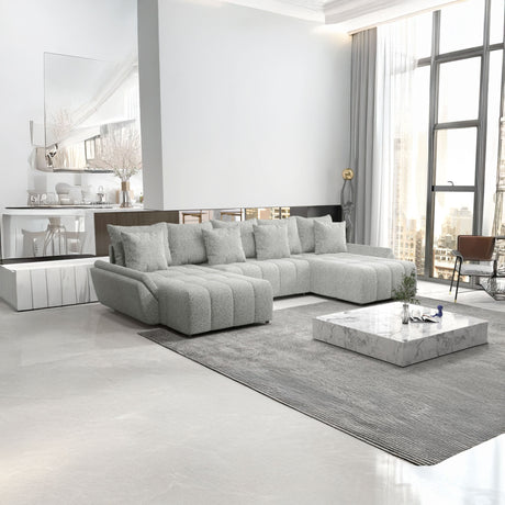 Colțar extensibil dumonde cu ladă de depozitare si sezut confortabil din spuma HR, Berlin U Euphoria Gri Euphoria 380x180 cm Fabrica