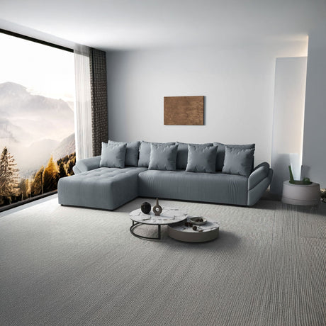 Colțar extensibil dumonde cu ladă de depozitare si sezut confortabil din spuma HR, Berlin XL Zoom Grey 350x185 cm Fabrica