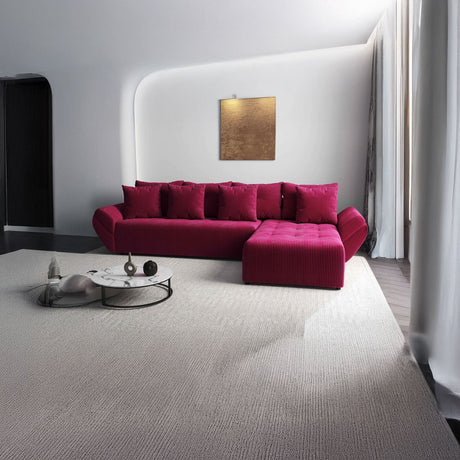 Colțar extensibil dumonde cu ladă de depozitare si sezut confortabil din spuma HR, Berlin XL Zoom Red 350x185 cm II Fabrica