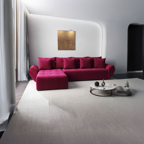 Colțar extensibil dumonde cu ladă de depozitare si sezut confortabil din spuma HR, Berlin XL Zoom Red 350x185 cm Fabrica