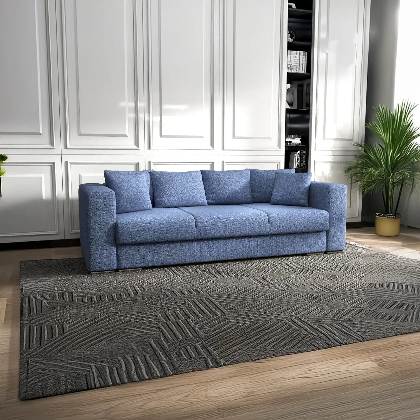 Canapea extensibilă dumonde cu ladă de depozitare si sezut confortabil din spuma HR, Gloria Blue 240x100 cm Fabrica