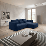 Colțar extensibil dumonde cu ladă de depozitare si sezut confortabil din spuma HR, Malta Blue II 235x185 cm