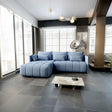 Colțar extensibil dumonde cu ladă de depozitare si sezut confortabil din spuma HR, Malta Blue 235x185 cm Fabrica