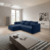 Colțar extensibil dumonde cu ladă de depozitare si sezut confortabil din spuma HR, Malta Blue 235x185 cm