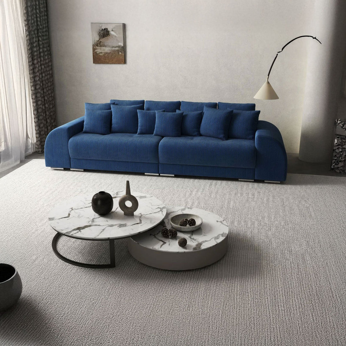 Canapea extensibilă dumonde cu 2 lăzi de depozitare si sezut confortabil din spuma HR, Verona Blue 310x100 cm Fabrica