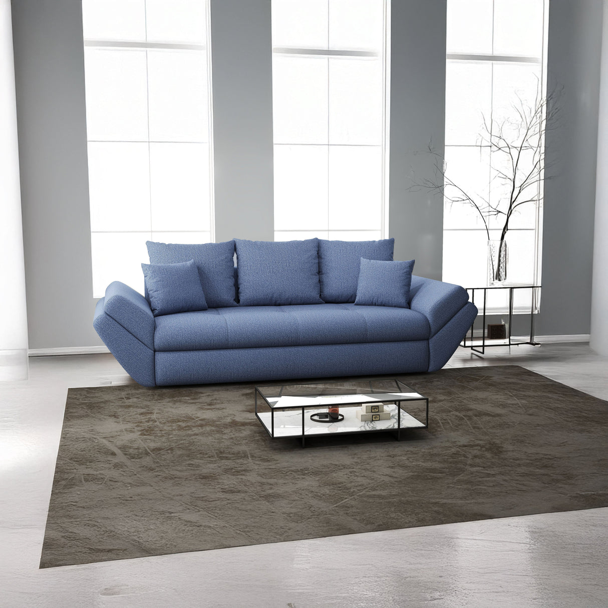 Canapea extensibilă dumonde cu ladă de depozitare si sezut confortabil din spuma HR, Loana Blue 250x100 cm Fabrica