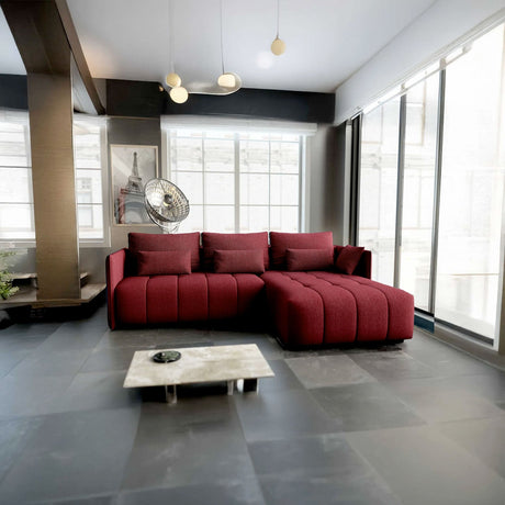 Colțar extensibil dumonde cu ladă de depozitare si sezut confortabil din spuma HR, Malta Bordoux II 235x185 cm Fabrica