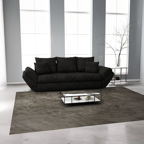 Canapea extensibilă dumonde cu ladă de depozitare si sezut confortabil din spuma HR, Loana Black 250x100 cm Fabrica