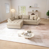 Colțar extensibil dumonde cu ladă de depozitare si sezut confortabil din spuma HR, Loana Camel 270x185 cm Fabrica