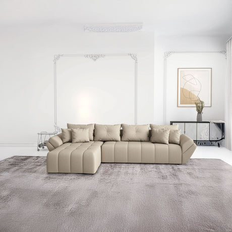 Colțar extensibil dumonde cu ladă de depozitare si sezut confortabil din spuma HR, Berlin XL Enjoy Camel 350x185 cm Fabrica