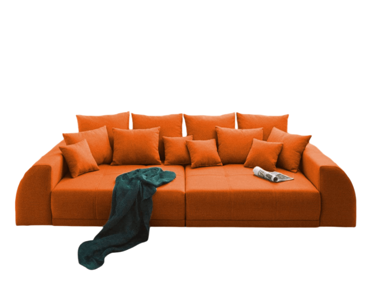 Canapea extensibilă dumonde cu 2 lăzi de depozitare si sezut confortabil din spuma HR, Big Sofa Verona Orange 310x100 cm