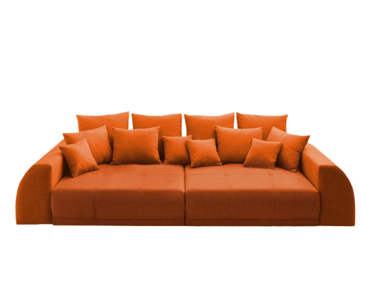 Canapea extensibilă dumonde cu 2 lăzi de depozitare si sezut confortabil din spuma HR, Big Sofa Verona Orange 310x100 cm