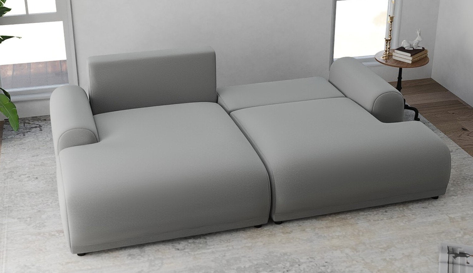 Colțar extensibil dumonde cu ladă de depozitare și șezut confortabil din spumă HR, Carlo Royal Gri 240x145 cm