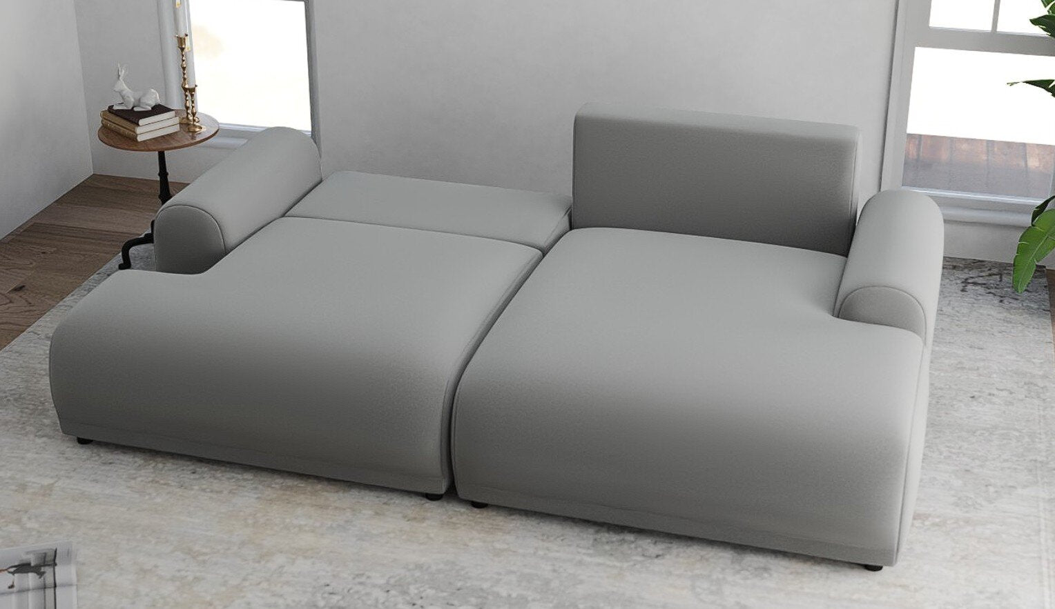 Colțar extensibil dumonde cu ladă de depozitare și șezut confortabil din spumă HR, Carlo Zoom Gri Mint 240x145 cm II