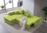 Colțar extensibil cu ladă de depozitare si sezut confortabil din spuma HR, Loana Green Lux 270x185 cm