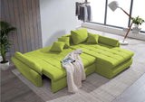 Colțar extensibil cu ladă de depozitare si sezut confortabil din spuma HR, Loana Green Lux II 270x185 cm