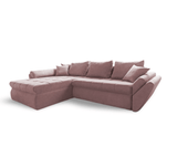 Colțar extensibil dumonde cu ladă de depozitare si sezut confortabil din spuma HR, Loana Pink 270x185 cm