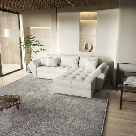 Colțar extensibil dumonde cu ladă de depozitare si sezut confortabil din spuma HR, Loana Alb Euphoria II 270x185 cm Fabrica