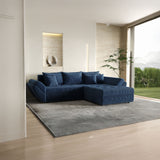 Colțar extensibil dumonde cu ladă de depozitare si sezut confortabil din spuma HR, Loana Bleumarin Zoom II 270x185 cm
