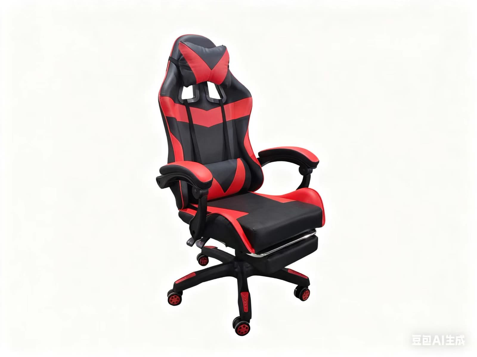 Scaun gaming Dumonde EXODUS, mecanism multifuncțional, ecopiele, suport picioare, rosu/negru