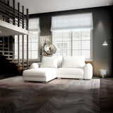 Colțar extensibil dumonde cu ladă de depozitare si sezut confortabil din spuma HR, Denver Euphoria Alb 275x185 cm Fabrica