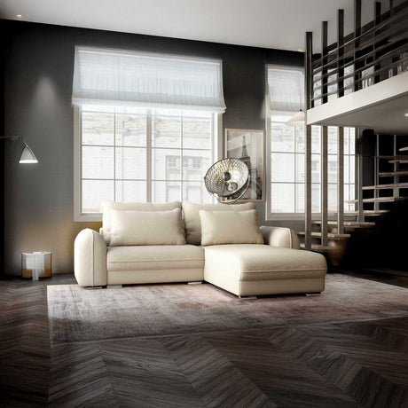 Colțar extensibil dumonde cu ladă de depozitare si sezut confortabil din spuma HR, Denver Enjoy Beige 275x185 cm II Fabrica