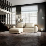 Colțar extensibil dumonde cu ladă de depozitare si sezut confortabil din spuma HR, Denver Enjoy Beige 275x185 cm Fabrica