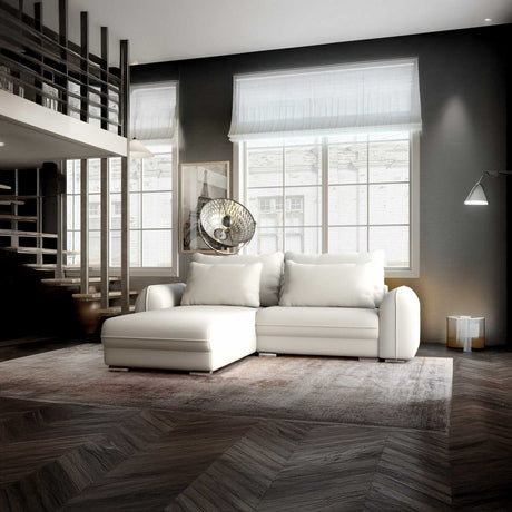 Colțar extensibil dumonde cu ladă de depozitare si sezut confortabil din spuma HR, Denver Enjoy Bej 275x185 cm Fabrica