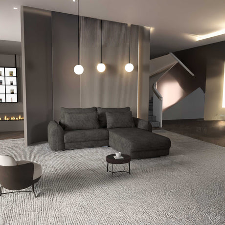 Colțar extensibil dumonde cu ladă de depozitare si sezut confortabil din spuma HR, Denver Enjoy Negru 275x185 cm II Fabrica