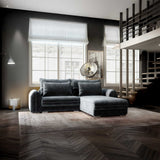 Colțar extensibil dumonde cu ladă de depozitare si sezut confortabil din spuma HR, Denver Euphoria Gri Grafit 275x185 cm II Fabrica
