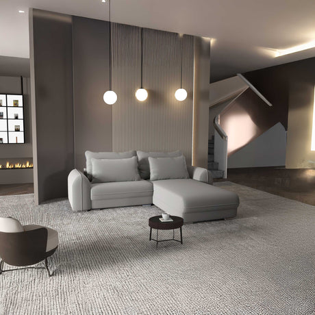 Colțar extensibil dumonde cu ladă de depozitare si sezut confortabil din spuma HR, Denver Royal Gri 275x185 cm II Fabrica