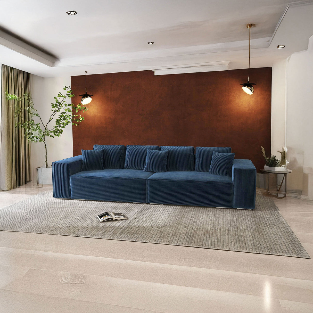 Canapea extensibilă dumonde cu ladă de depozitare si sezut confortabil din spuma HR, Dream Zoom Albastru 310x100 cm Fabrica