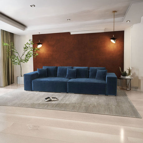 Canapea extensibilă dumonde cu ladă de depozitare si sezut confortabil din spuma HR, Dream Zoom Albastru 310x100 cm Fabrica