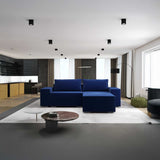 Colțar extensibil dumonde cu ladă de depozitare si sezut confortabil din spuma HR, Dream Royal Albastru 290x185 cm II Fabrica