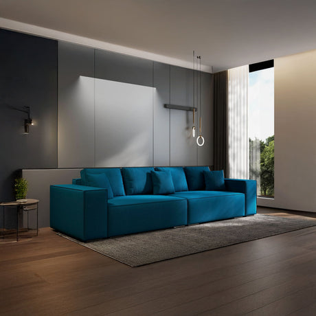 Canapea extensibilă dumonde cu ladă de depozitare si sezut confortabil din spuma HR, Dream Enjoy Verde Petrol 310x100 cm Fabrica