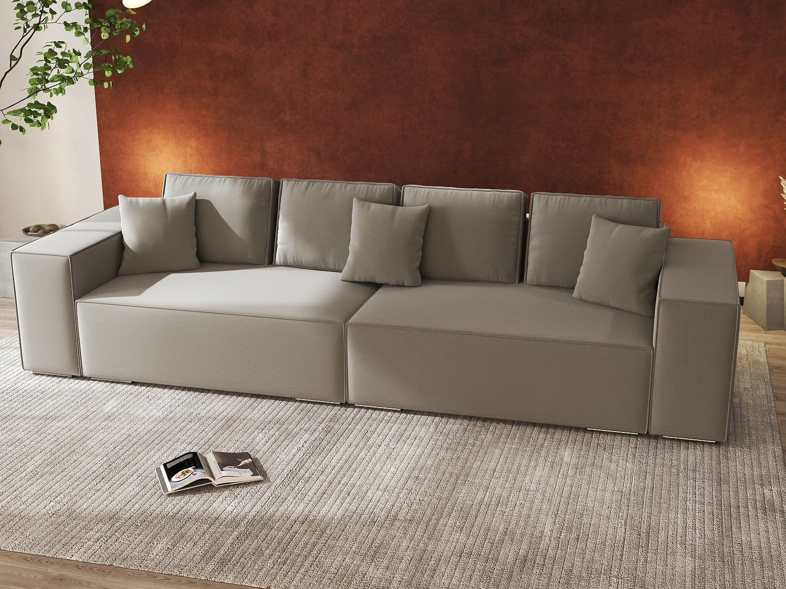 Canapea extensibilă dumonde cu ladă de depozitare si sezut confortabil din spuma HR, Dream Royal Gri 310x100 cm Fabrica