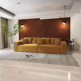 Canapea extensibilă dumonde cu ladă de depozitare si sezut confortabil din spuma HR, Dream Zoom Mustar 310x100 cm Fabrica