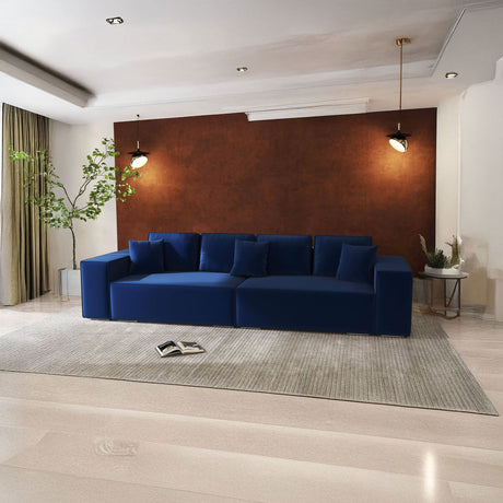 Canapea extensibilă dumonde cu ladă de depozitare si sezut confortabil din spuma HR, Dream Royal Albastru 310x100 cm Fabrica