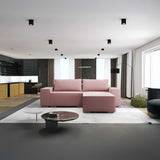 Colțar extensibil dumonde cu ladă de depozitare si sezut confortabil din spuma HR, Dream Royal Roz 290x185 cm II Fabrica