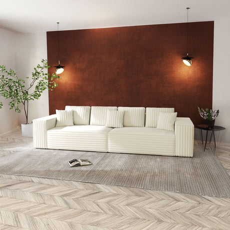 Canapea extensibilă dumonde cu ladă de depozitare si sezut confortabil din spuma HR, Dream Ambience Alb 310x100 cm Fabrica